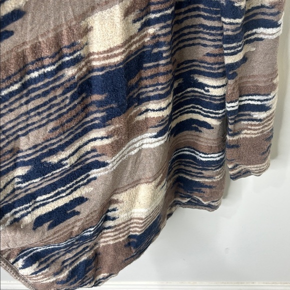LUCKY BRAND Aztec Western Boho Tribal Open Front Brown Blue Cardigan Size Large - Picture 5 of 16